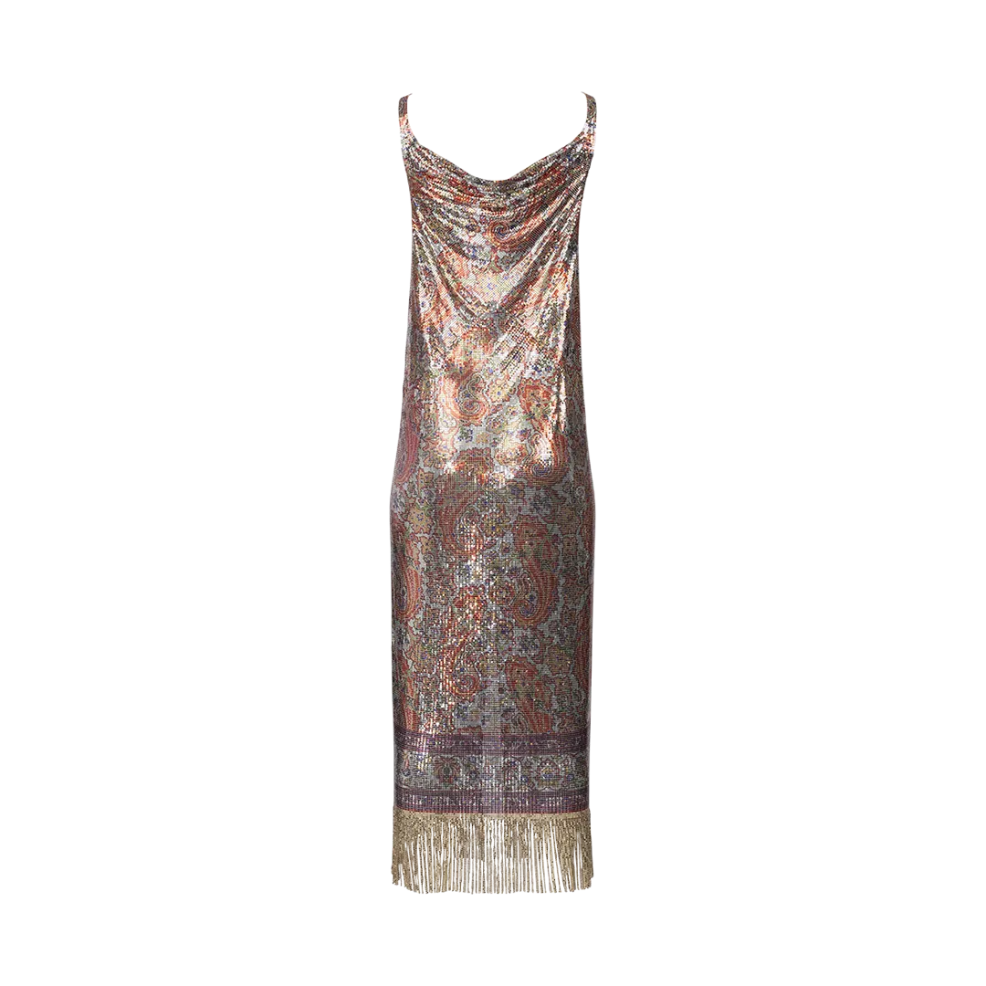 Fringed Metallic Maxi Dress