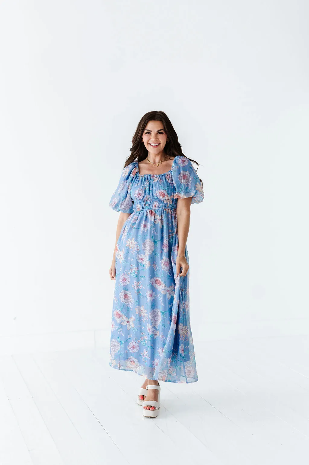 Greer Organza Dress in Blue