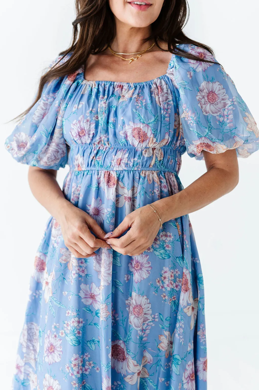 Greer Organza Dress in Blue