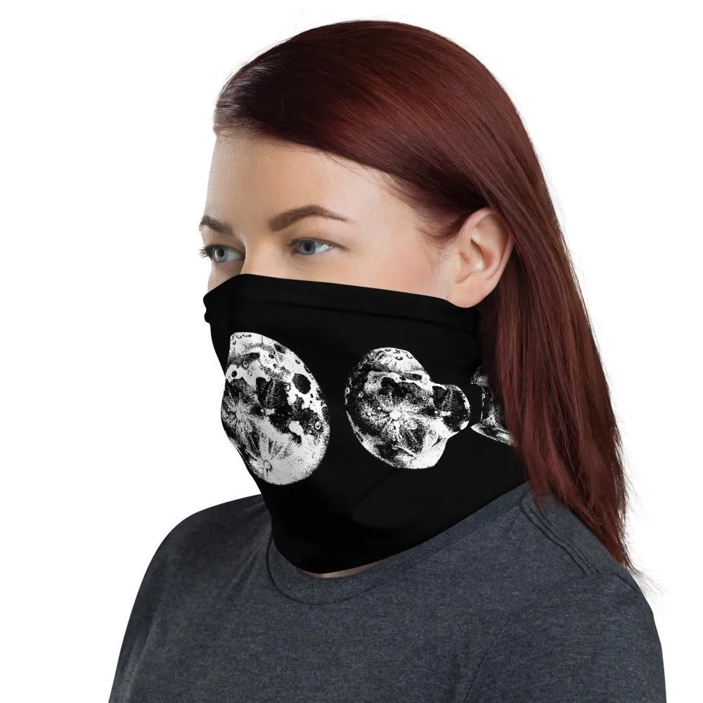 Harvest Moon Phases black white fabric art print pattern, fashion bandana face cover mask, neck gaiter warmer Scarf men women's headband