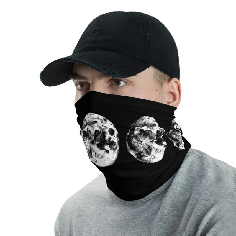 Harvest Moon Phases black white fabric art print pattern, fashion bandana face cover mask, neck gaiter warmer Scarf men women's headband