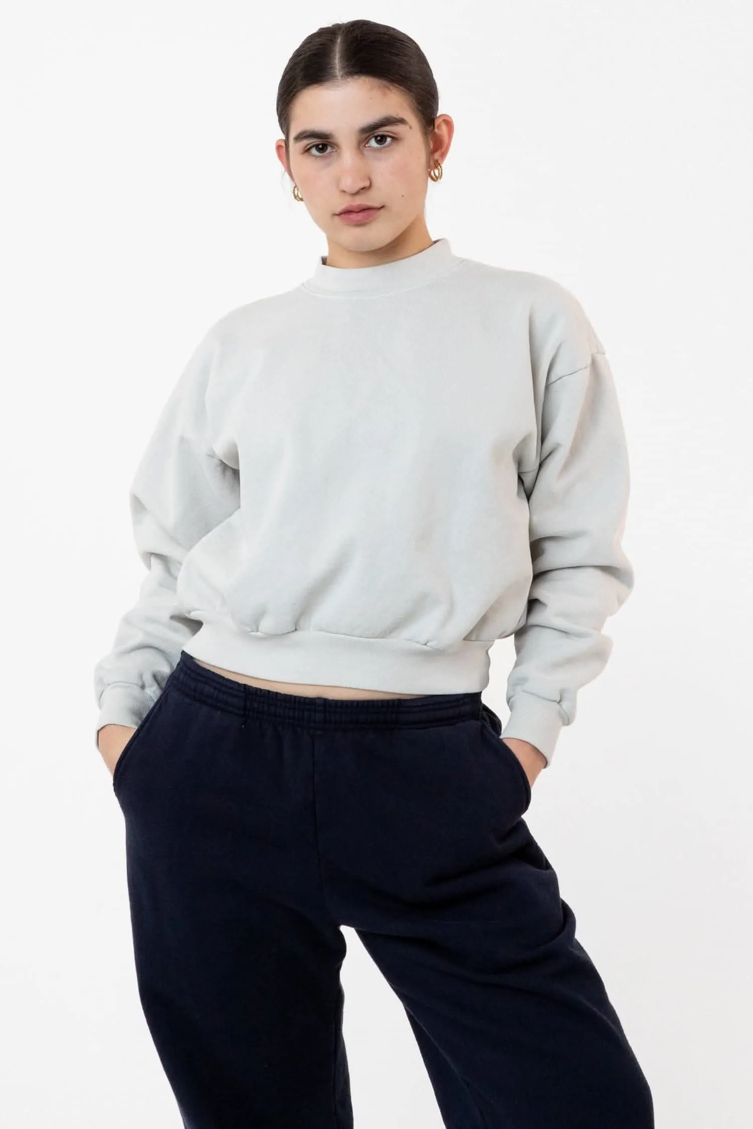 HF06 - Heavy Fleece Cropped Mock Neck Pullover (Garment Dye 2)