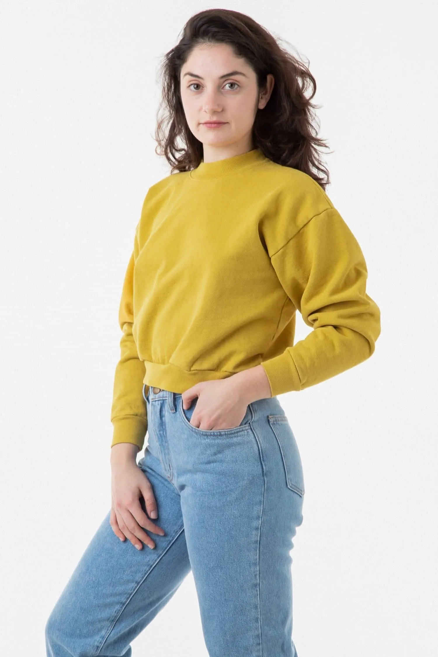 HF06 - Heavy Fleece Cropped Mock Neck Pullover (Garment Dye 2)