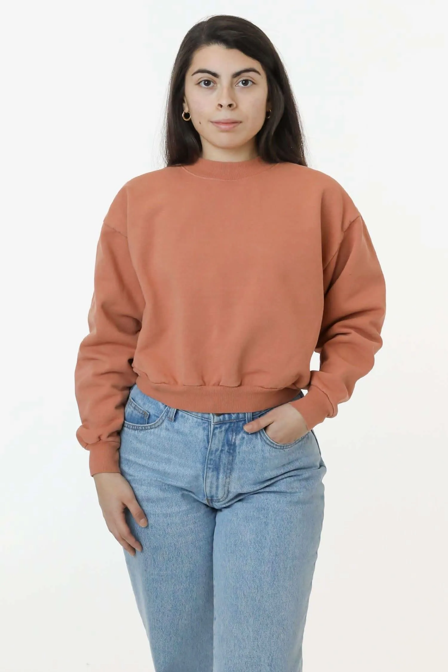 HF06 - Heavy Fleece Cropped Mock Neck Pullover (Garment Dye 2)