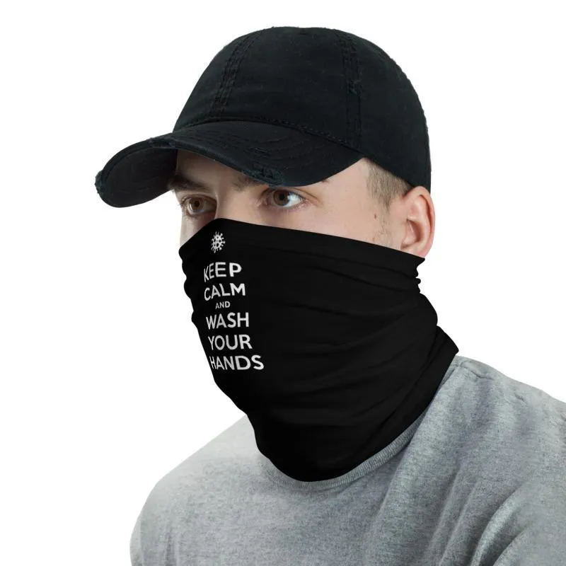 Keep Calm and wash your hands, Washable neck gaiter shield Balaclava Face cover warmer mask, Social Distance quote memes - US Fast Shipping