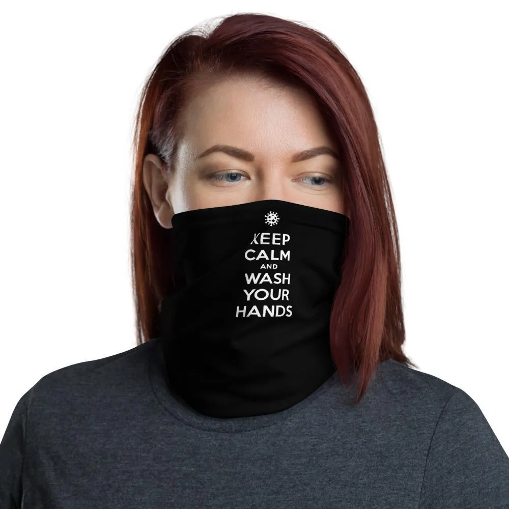 Keep Calm and wash your hands, Washable neck gaiter shield Balaclava Face cover warmer mask, Social Distance quote memes - US Fast Shipping