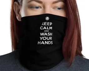 Keep Calm and wash your hands, Washable neck gaiter shield Balaclava Face cover warmer mask, Social Distance quote memes - US Fast Shipping