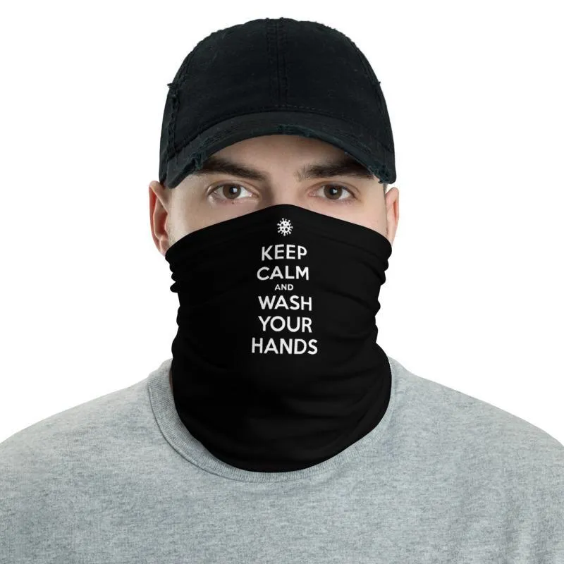 Keep Calm and wash your hands, Washable neck gaiter shield Balaclava Face cover warmer mask, Social Distance quote memes - US Fast Shipping