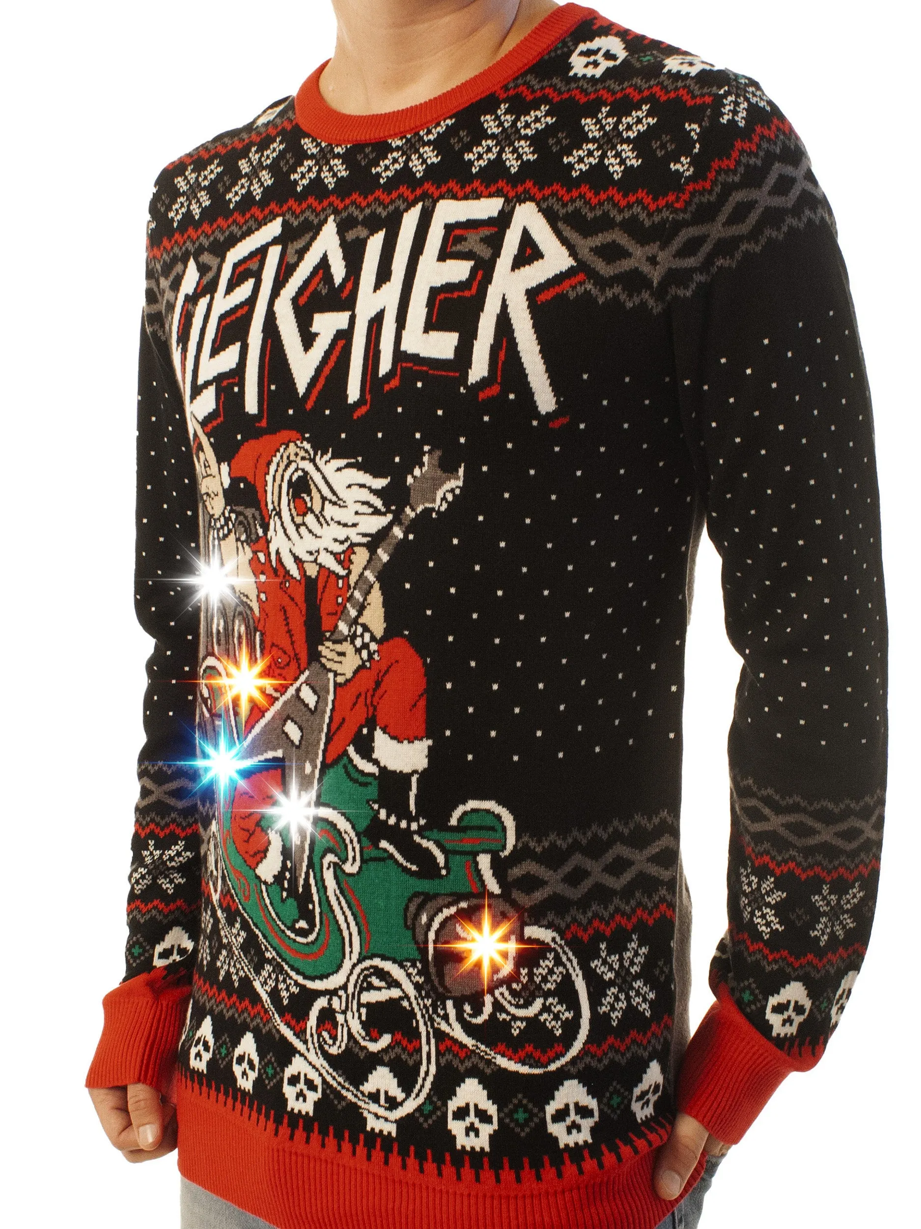 LIGHT UP -Sleigher | Ugly Christmas Sweater For Men & Women | Unisex Sizing