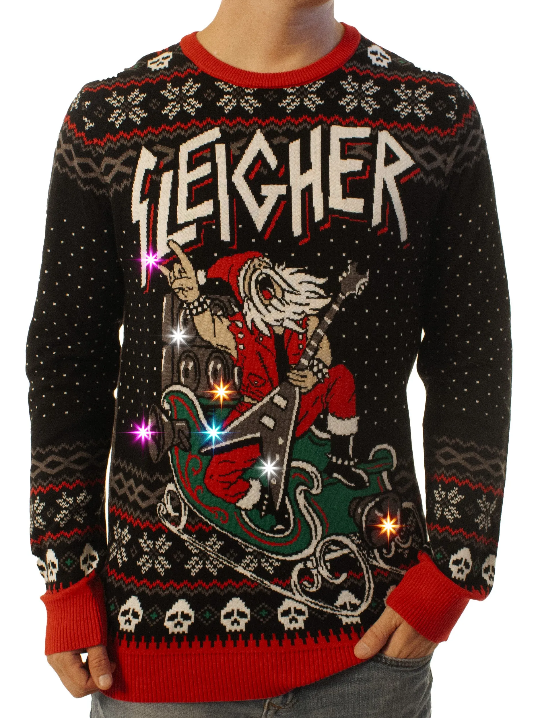 LIGHT UP -Sleigher | Ugly Christmas Sweater For Men & Women | Unisex Sizing