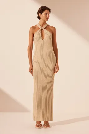 LIVIA HALTER MAXI DRESS - CHAMPAGNE