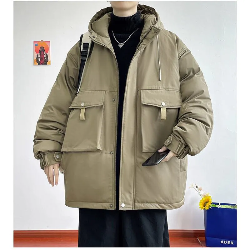 Loose Fit Hooded Casual Workwear Style Parka