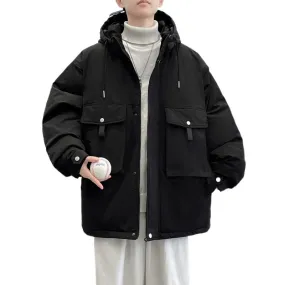 Loose Fit Hooded Casual Workwear Style Parka