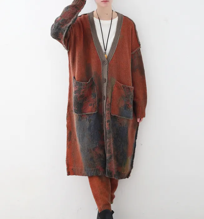 Loose Knit Long Women Casual Cloak Plus Size Coat Jacket JT201002