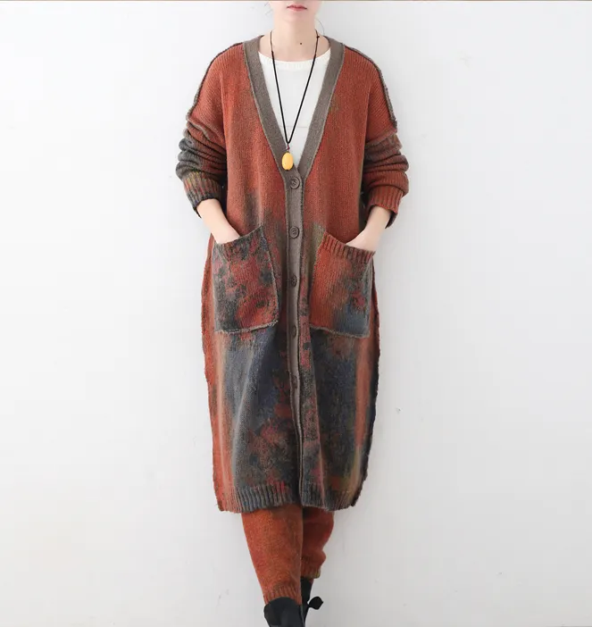 Loose Knit Long Women Casual Cloak Plus Size Coat Jacket JT201002