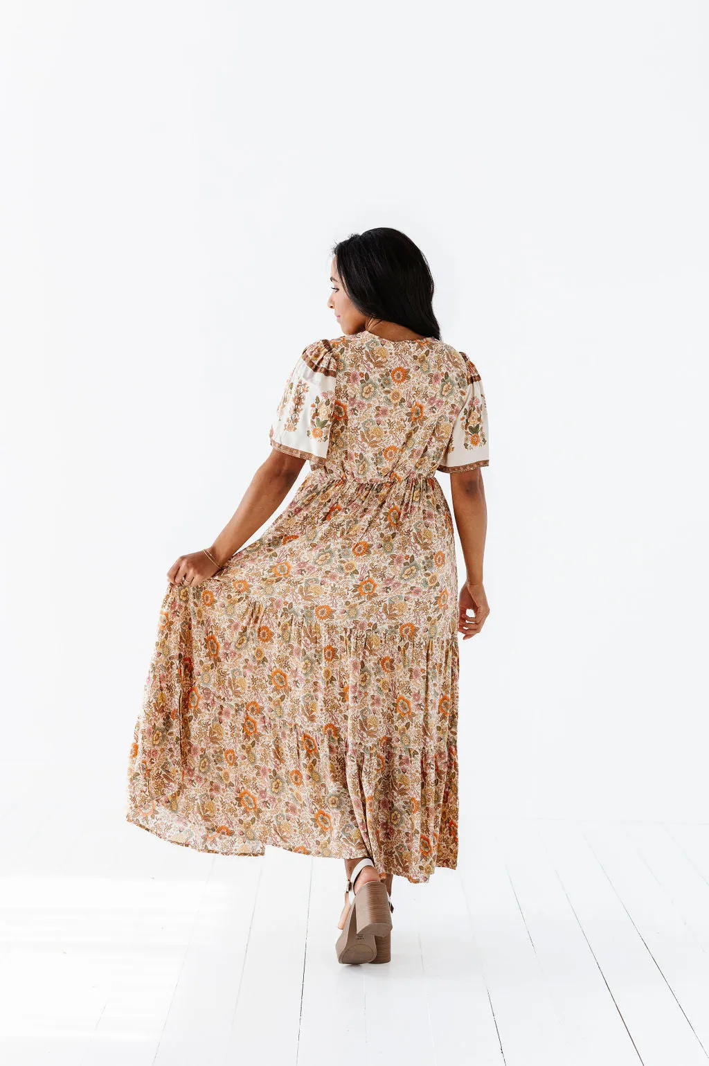 Lyra Floral Midi Dress - Size Small Left