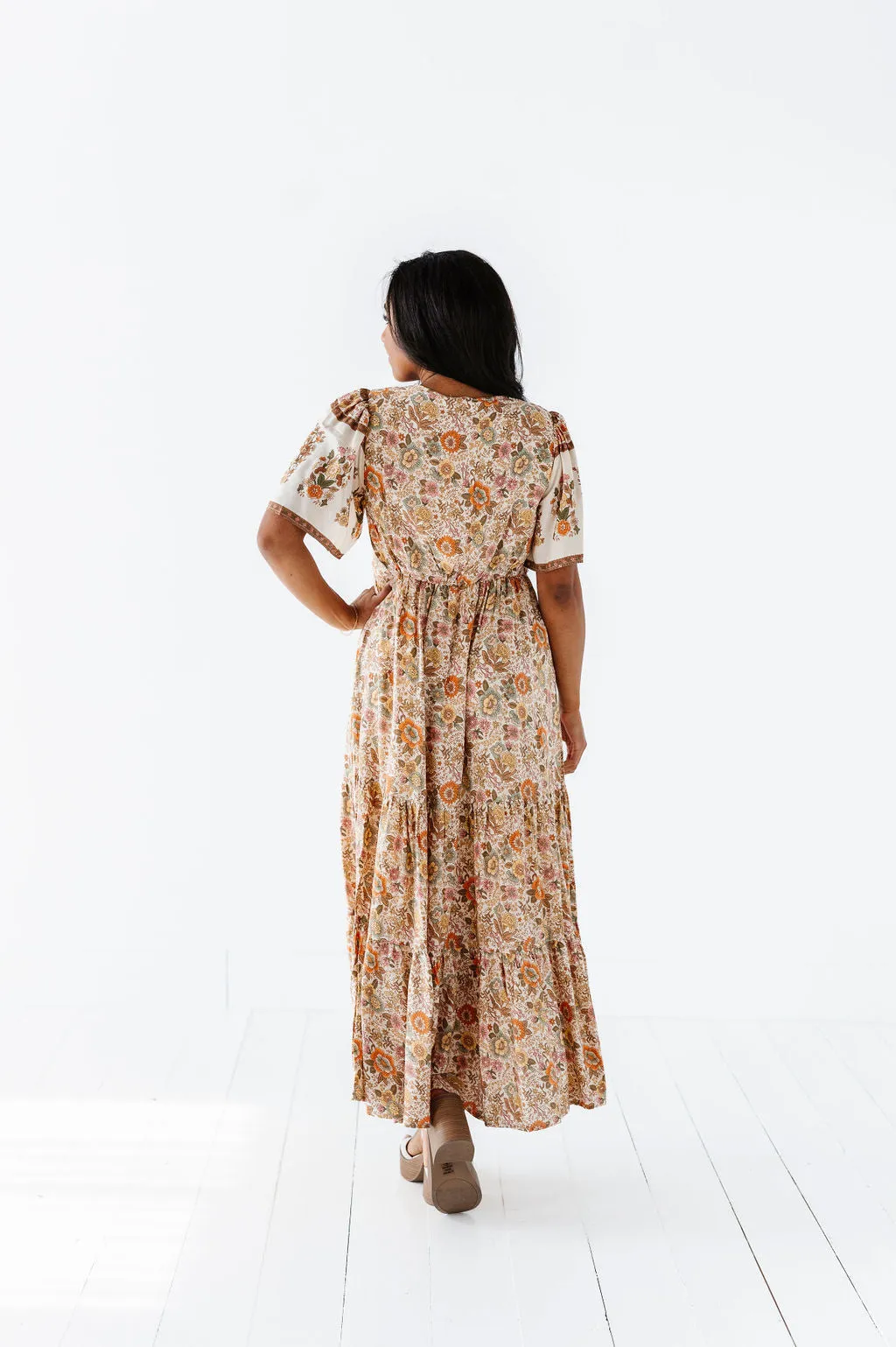 Lyra Floral Midi Dress - Size Small Left