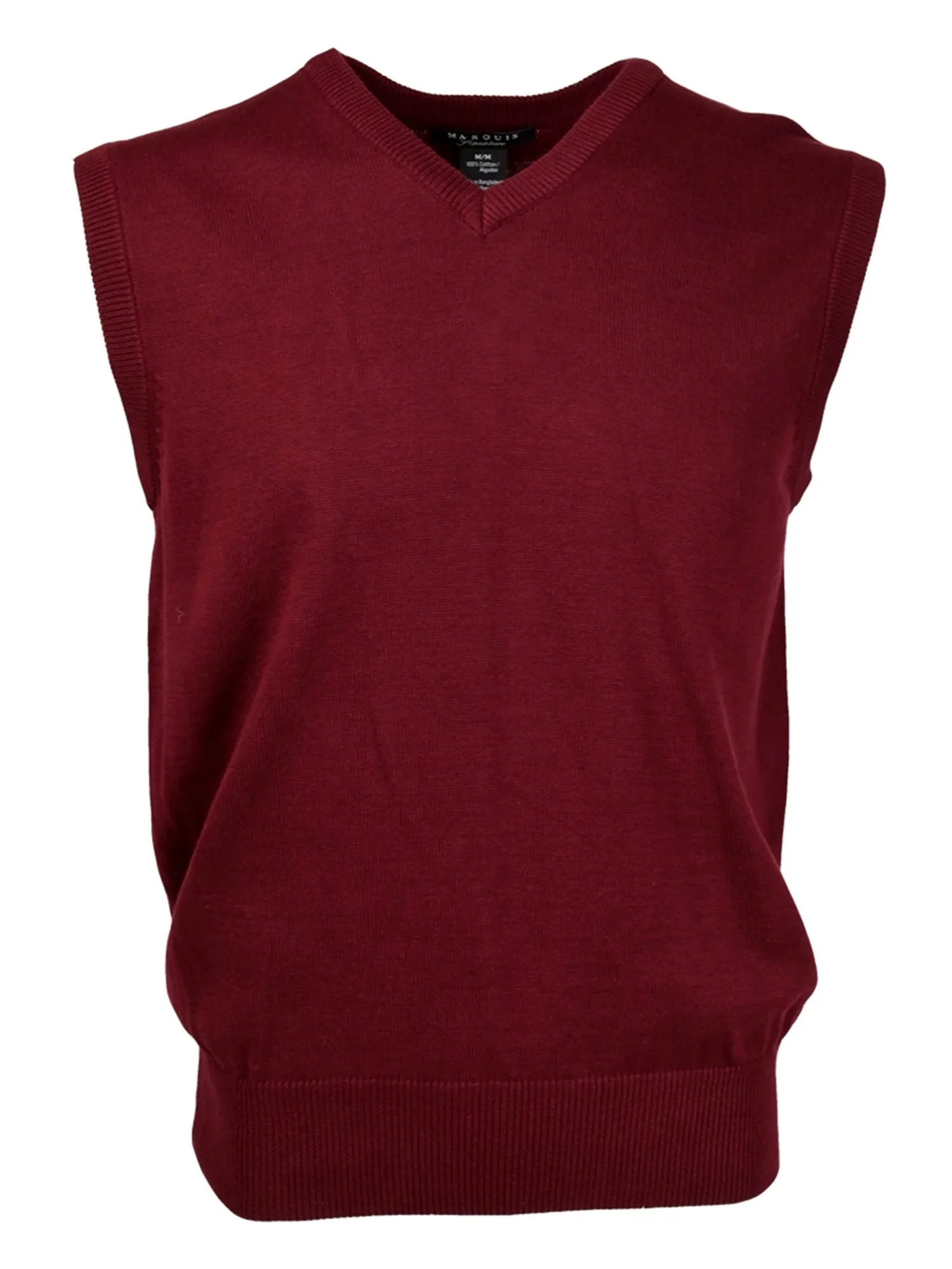 Marquis Solid Cotton V-Neck, Sleeve Less Vest Sweater