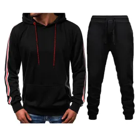 Men's Casual Splicing Pullover Hooded Hoodies Joggers Two Piece Set