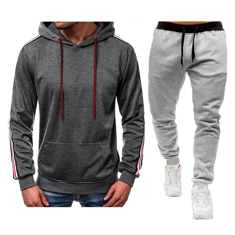 Men's Casual Splicing Pullover Hooded Hoodies Joggers Two Piece Set