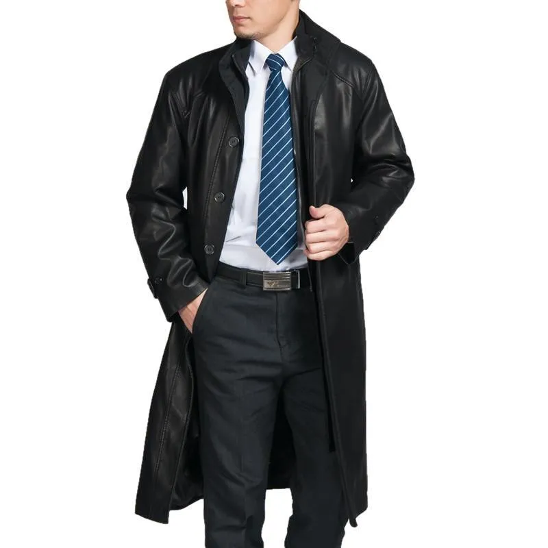 Mens Quality Parka Full Length Leather Coat