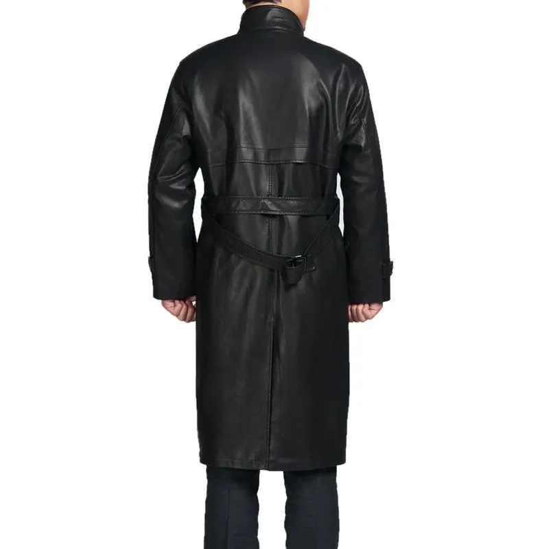 Mens Quality Parka Full Length Leather Coat