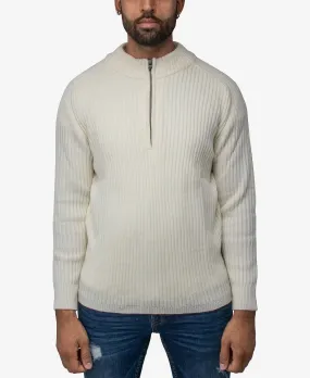 Men's Ribbed Stand Neck Sweater with Quarter Zip X-Ray