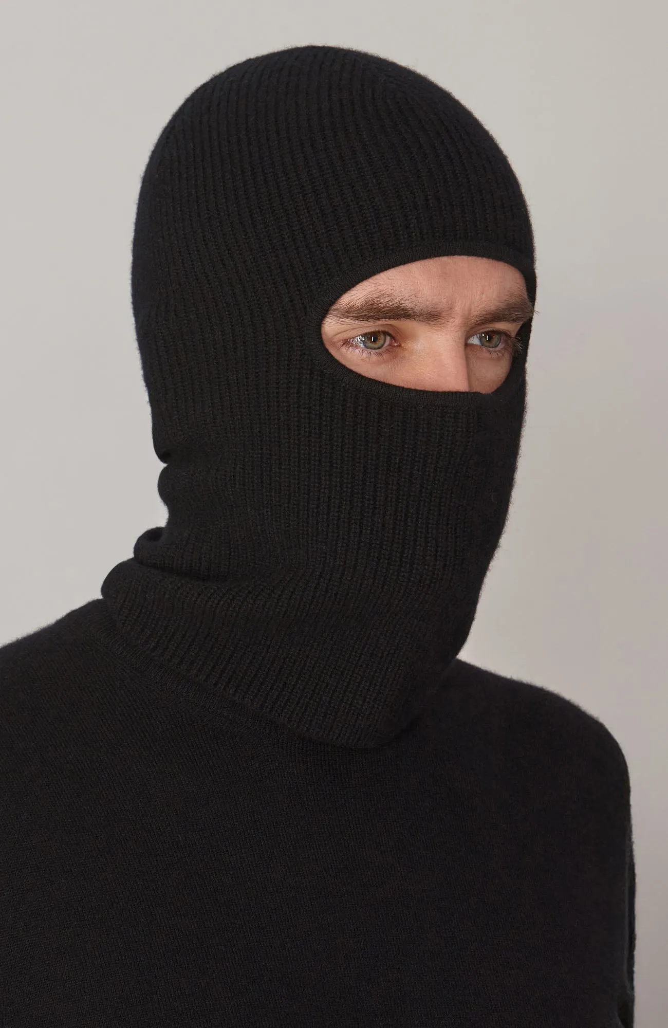 Merino Cashmere Fisherman Rib Balaclava