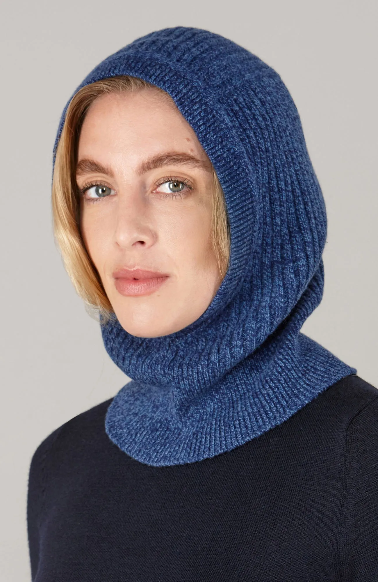 Merino Cashmere Ribbed Open Face Balaclava