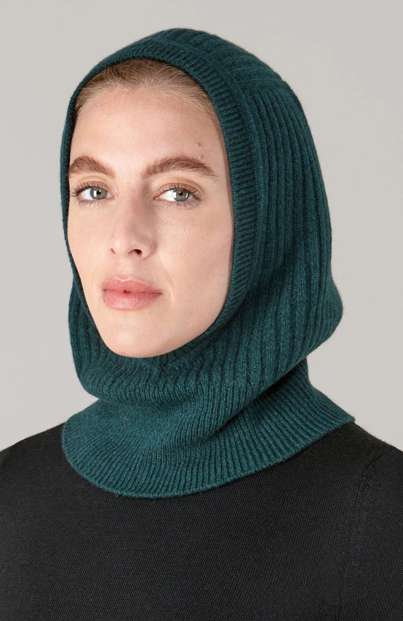 Merino Cashmere Ribbed Open Face Balaclava