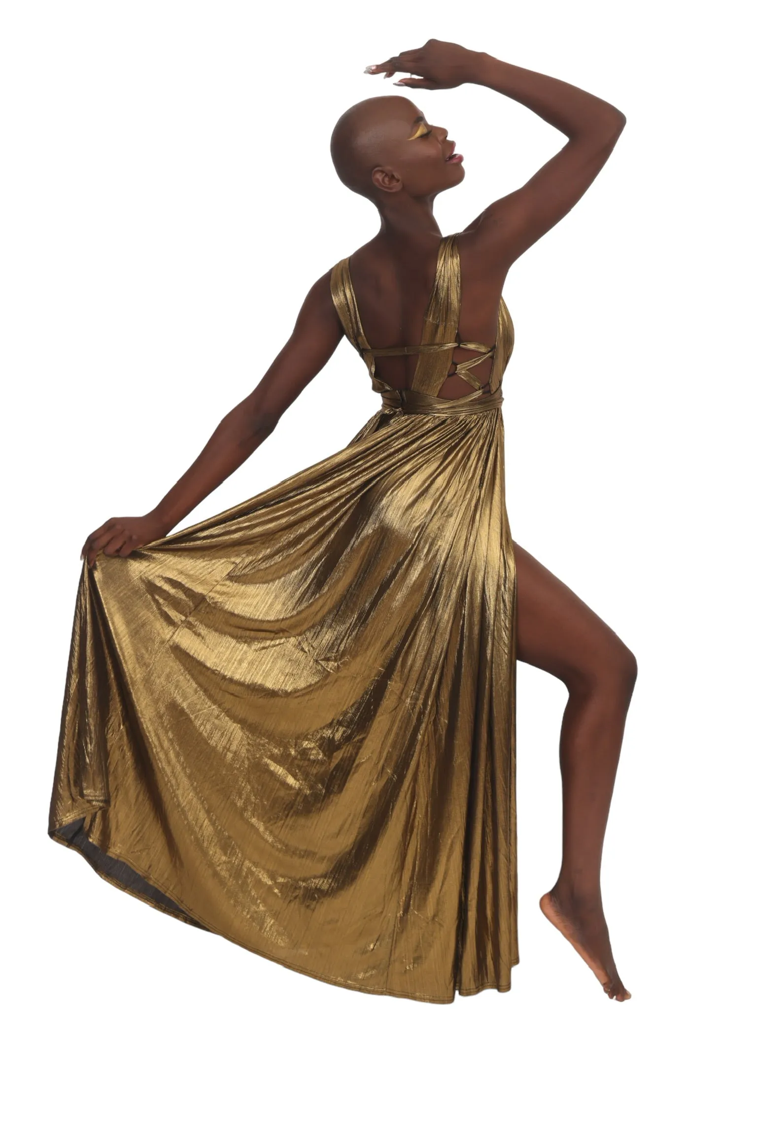 Metallic Goddess Dress - Gold