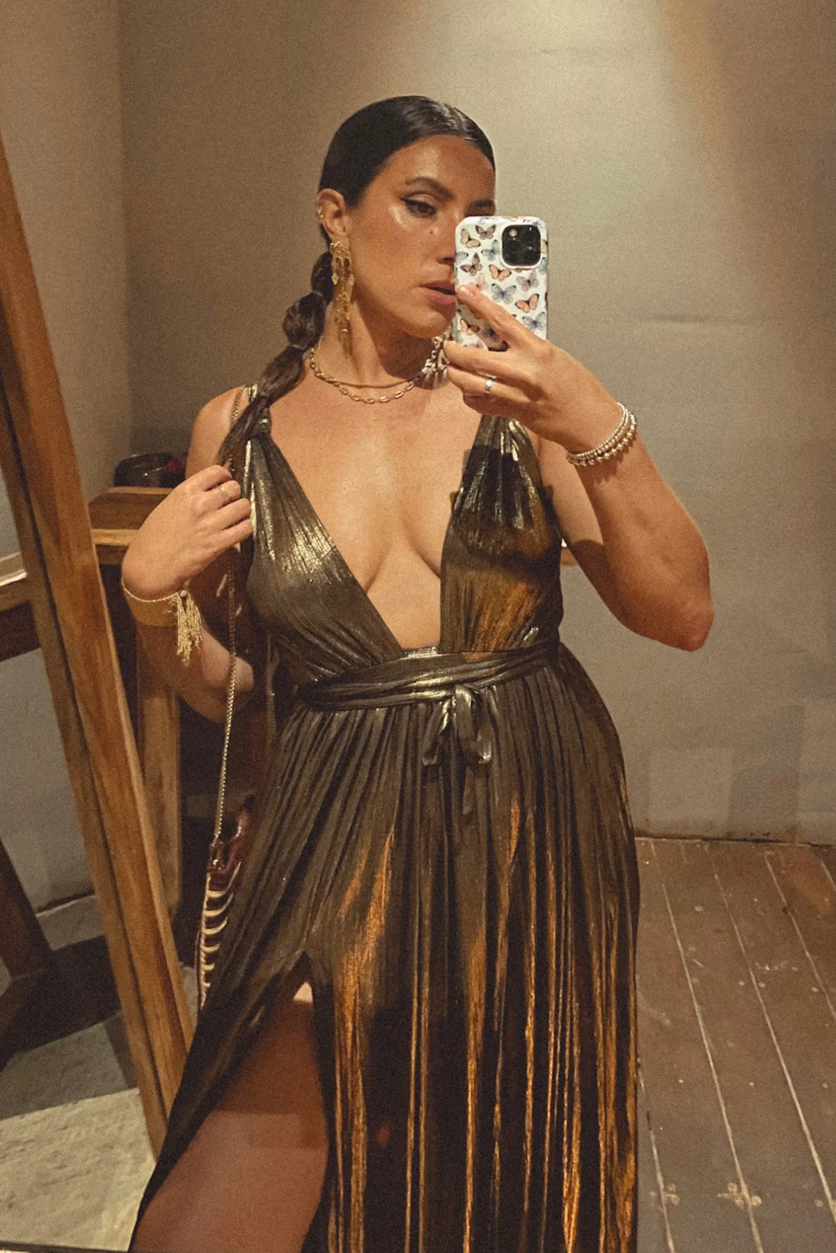 Metallic Goddess Dress - Gold