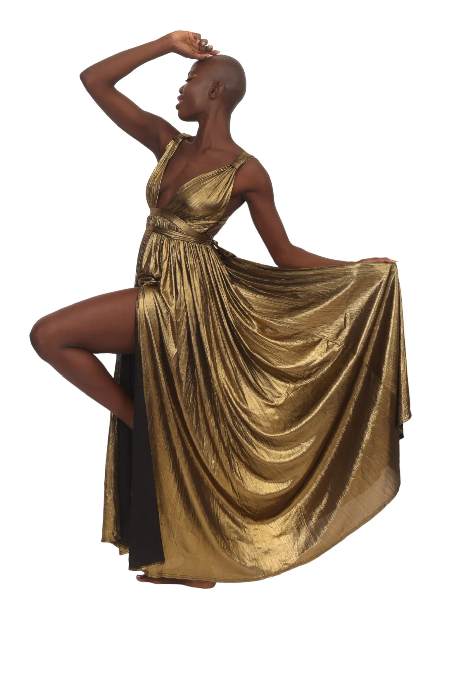 Metallic Goddess Dress - Gold