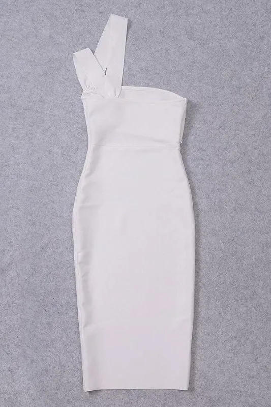 Molly Bandage Midi Dress - Pearl White