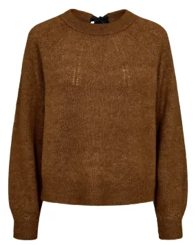 NURIETTE BOW PULLOVER  - BRONZE BROWN