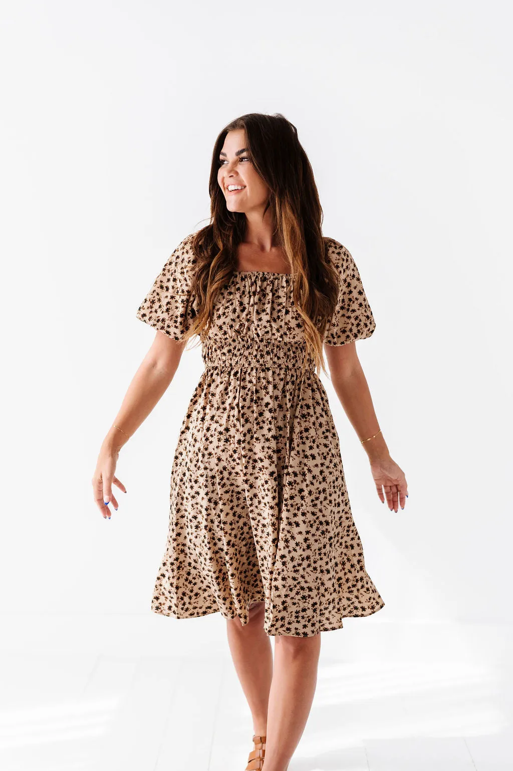 Oaklynn Dress in Brown Multi