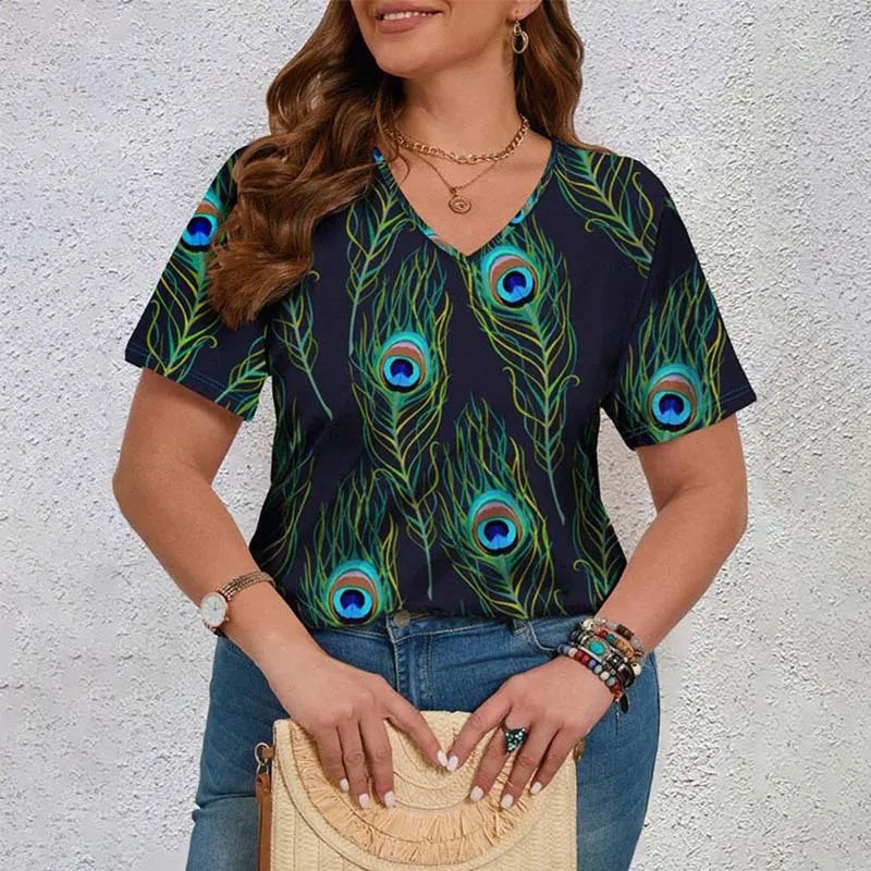 Peacock Open Screen 3D Print T-Shirt | Retro European-American Style