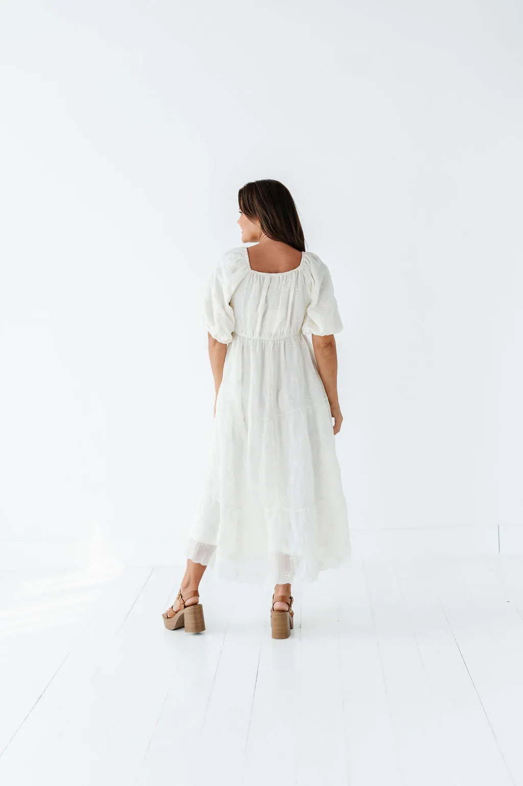 Pearl Midi Dress in Cream