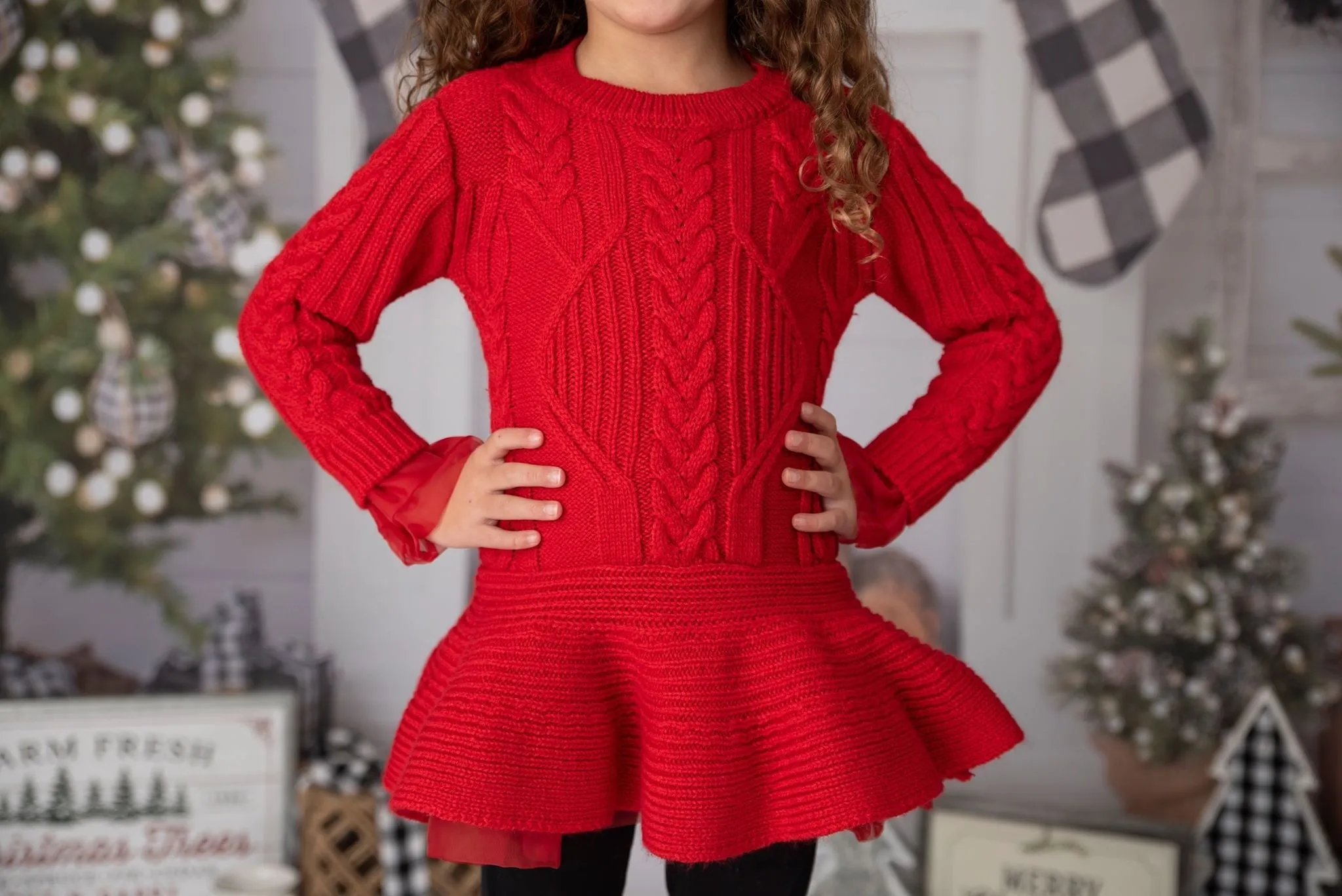 PEPLUM SWEATER DRESS - RED