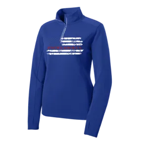 Pickleball Flag Horizontal (Customizable) | Women’s 1/4 Zip Pullover Athletic Shirt | 100% Polyester