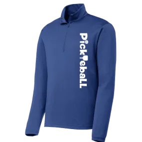 Pickleball (Horizontal) Customizable | Men's 1/4 Zip Long Sleeve Pullover Athletic Shirt | 100% Polyester