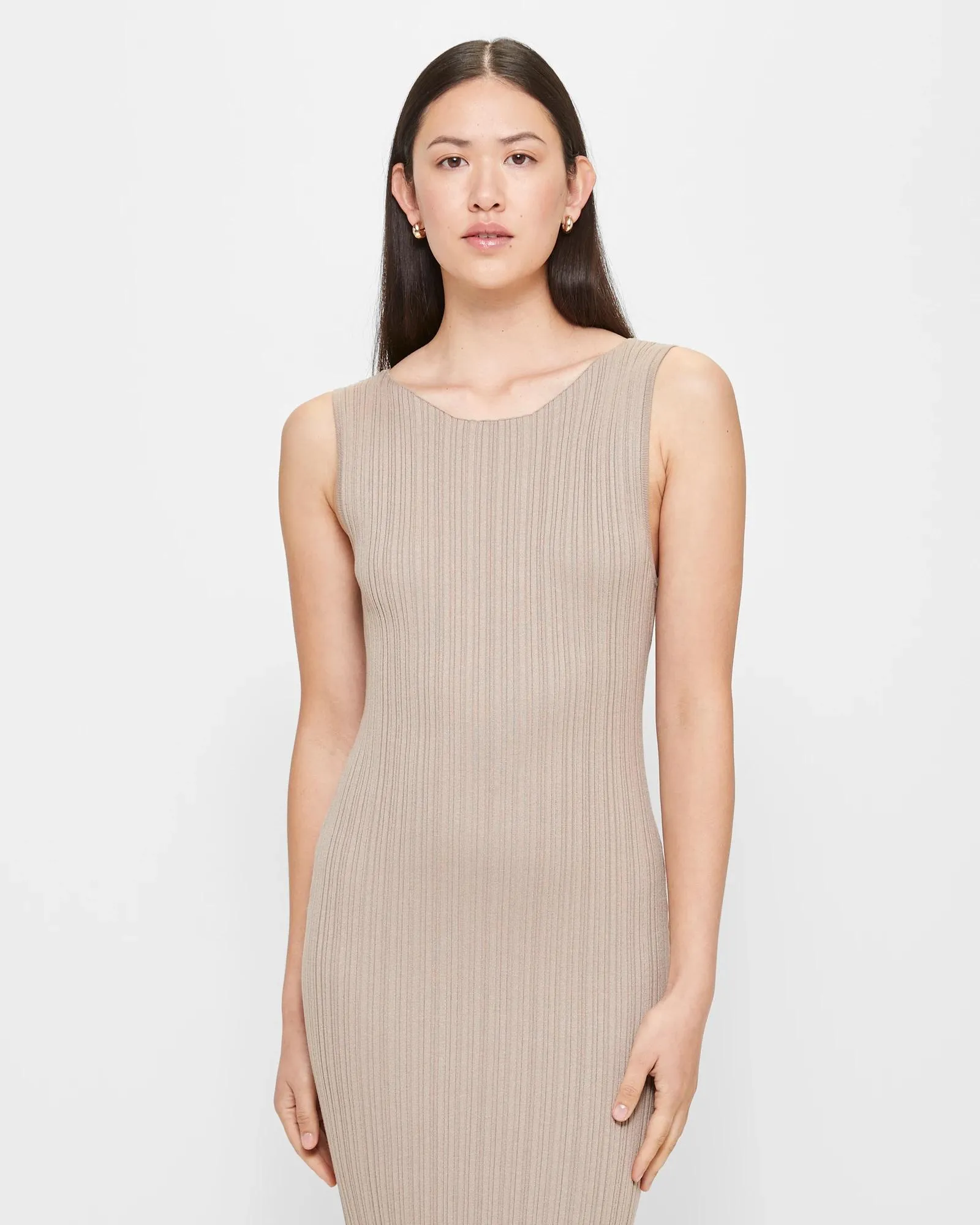 popular  Sleeveless Variegated Knit Dress - Preview - Mushroom