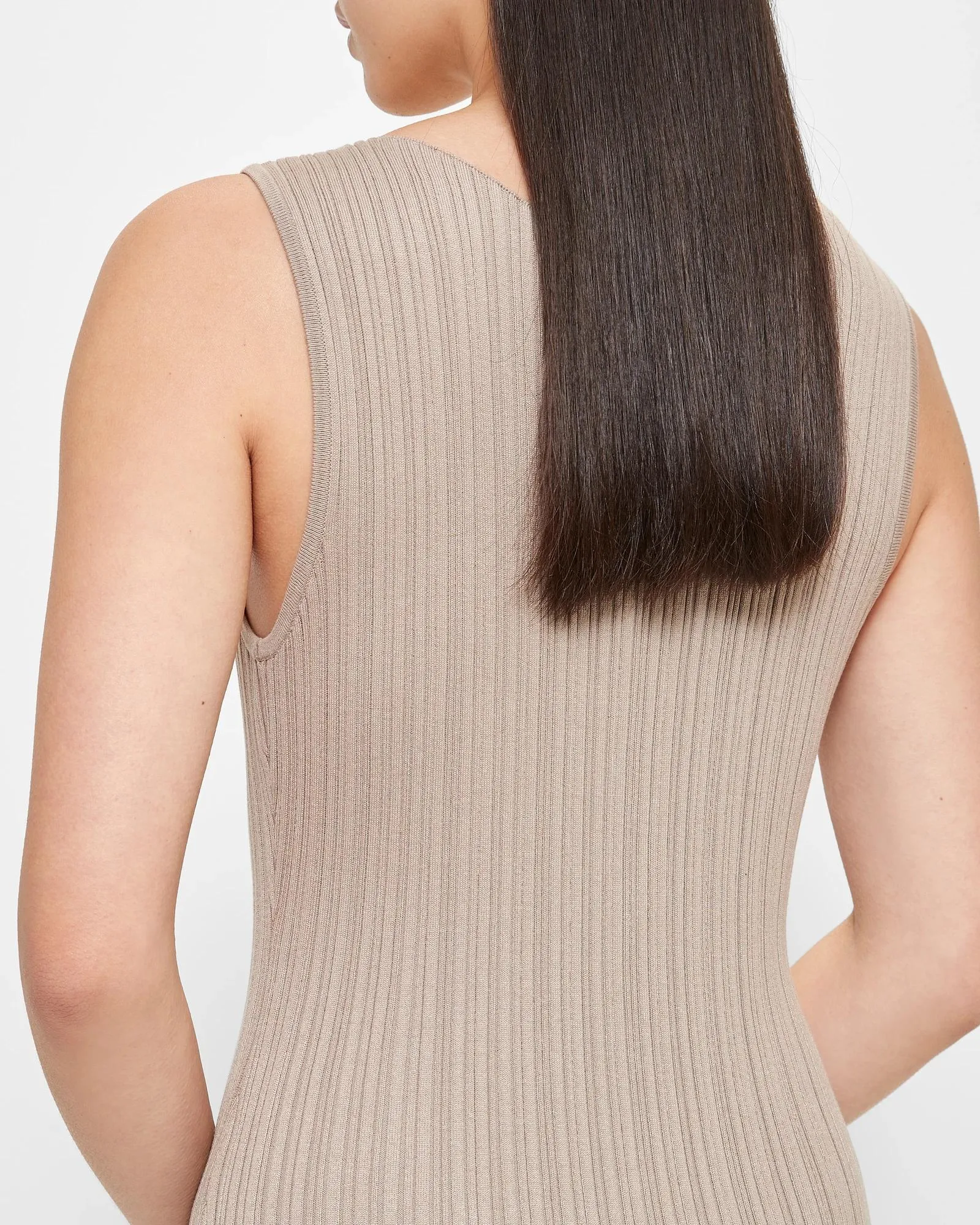 popular  Sleeveless Variegated Knit Dress - Preview - Mushroom