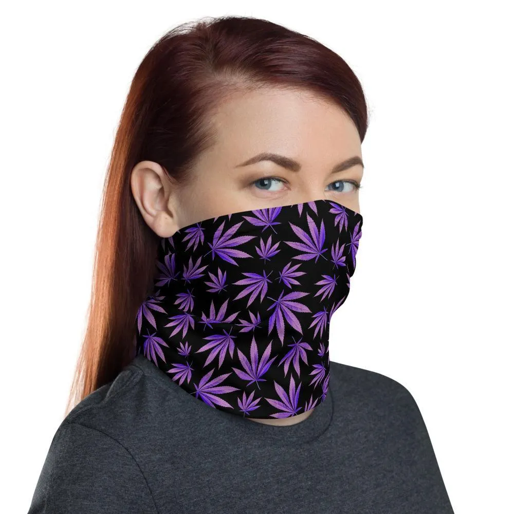 Purple Leaves - Neck Gaiter Multi functional Face cover Scarf Head wear Headband Balaclava Mask Wrist & Hairband Bandana - US Fast Shipping