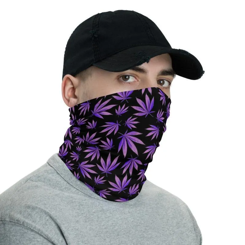 Purple Leaves - Neck Gaiter Multi functional Face cover Scarf Head wear Headband Balaclava Mask Wrist & Hairband Bandana - US Fast Shipping