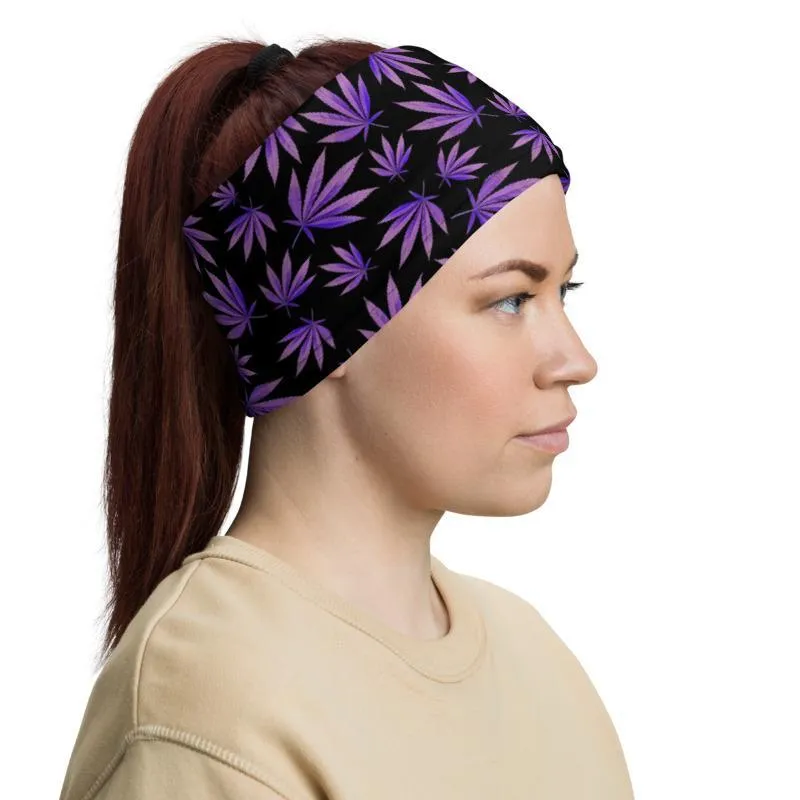 Purple Leaves - Neck Gaiter Multi functional Face cover Scarf Head wear Headband Balaclava Mask Wrist & Hairband Bandana - US Fast Shipping