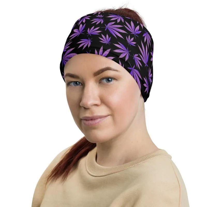 Purple Leaves - Neck Gaiter Multi functional Face cover Scarf Head wear Headband Balaclava Mask Wrist & Hairband Bandana - US Fast Shipping