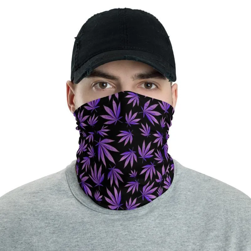 Purple Leaves - Neck Gaiter Multi functional Face cover Scarf Head wear Headband Balaclava Mask Wrist & Hairband Bandana - US Fast Shipping