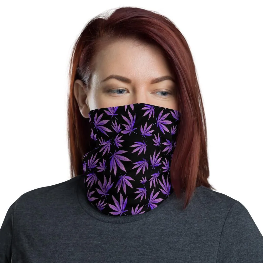 Purple Leaves - Neck Gaiter Multi functional Face cover Scarf Head wear Headband Balaclava Mask Wrist & Hairband Bandana - US Fast Shipping