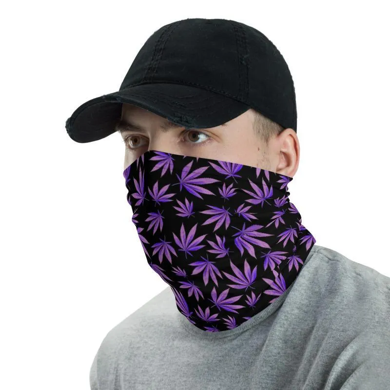 Purple Leaves - Neck Gaiter Multi functional Face cover Scarf Head wear Headband Balaclava Mask Wrist & Hairband Bandana - US Fast Shipping